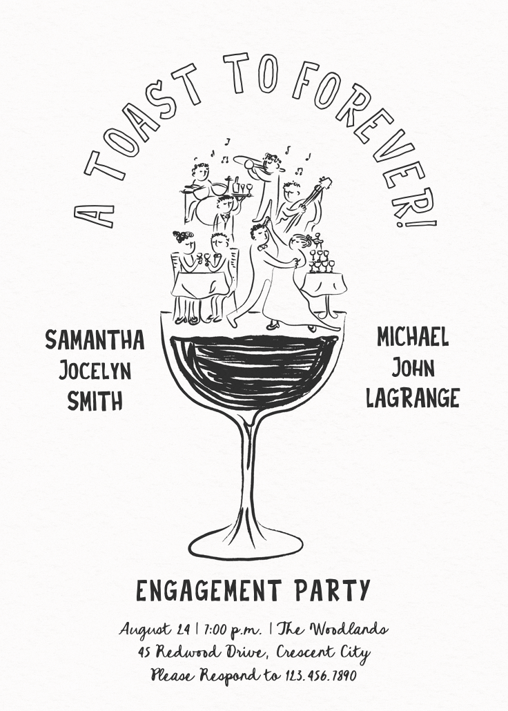 A toast to forever - engagement party invitation