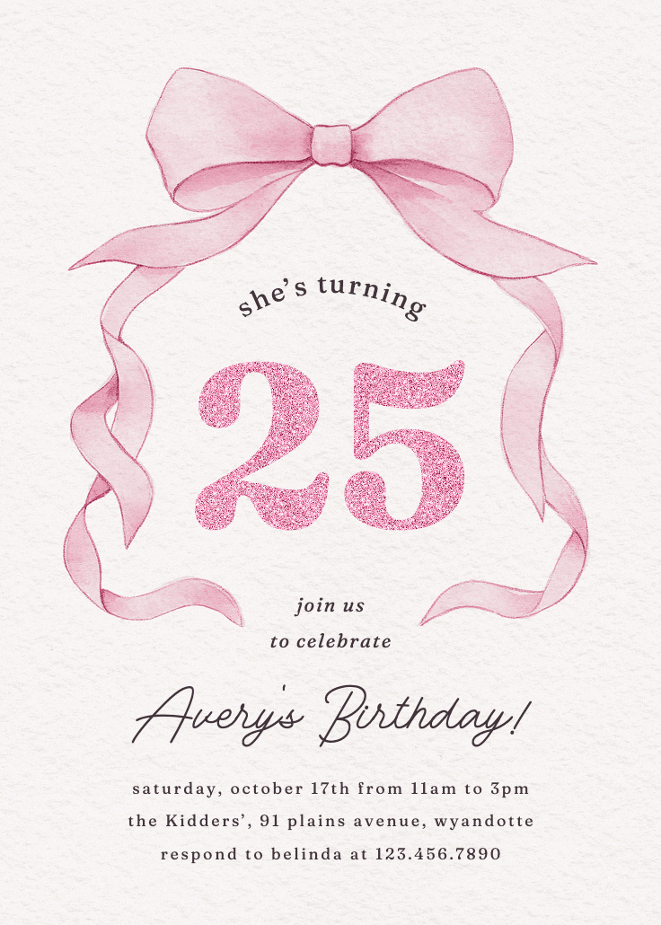 Ballerina bow - birthday invitation
