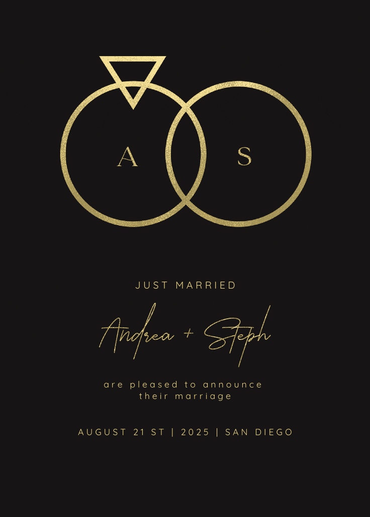 Connected rings - wedding announcement