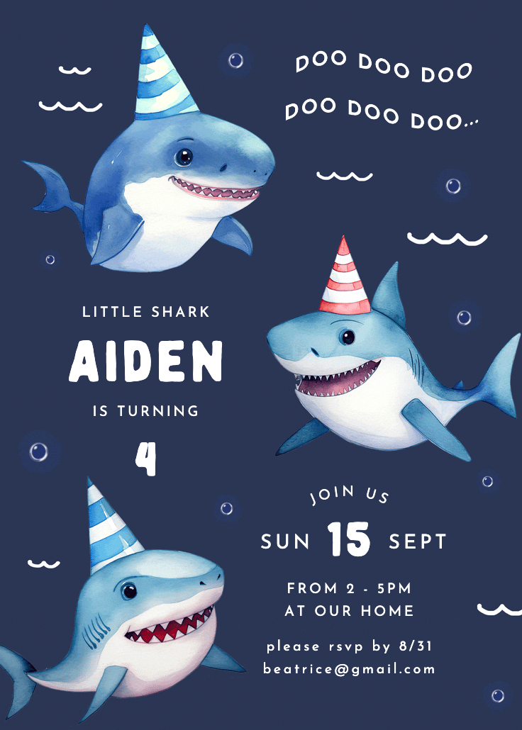 Cutest shark - birthday invitation