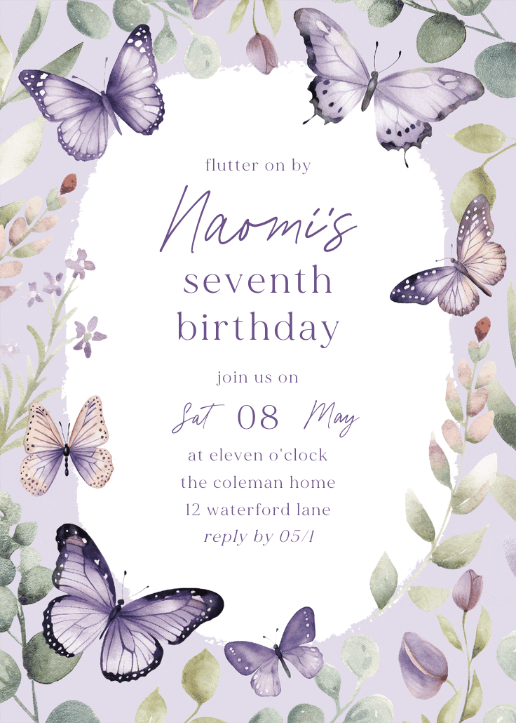 Flutter by - birthday invitation