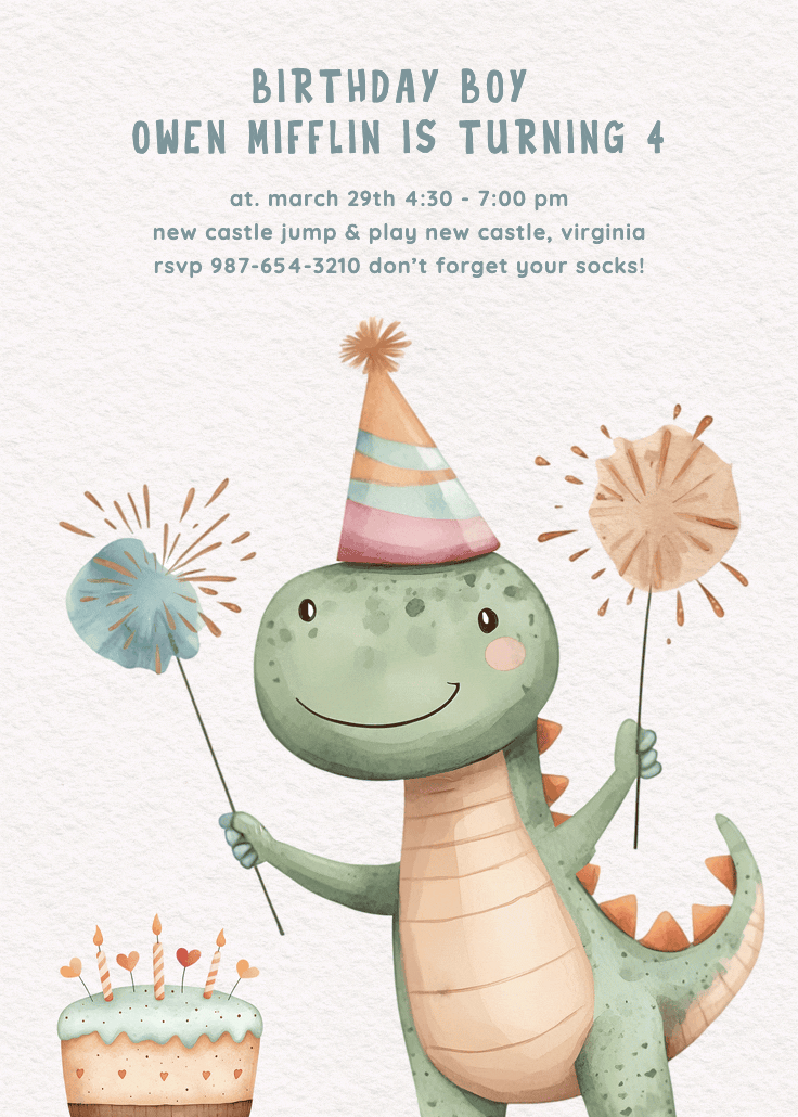 Jurassic party - birthday invitation