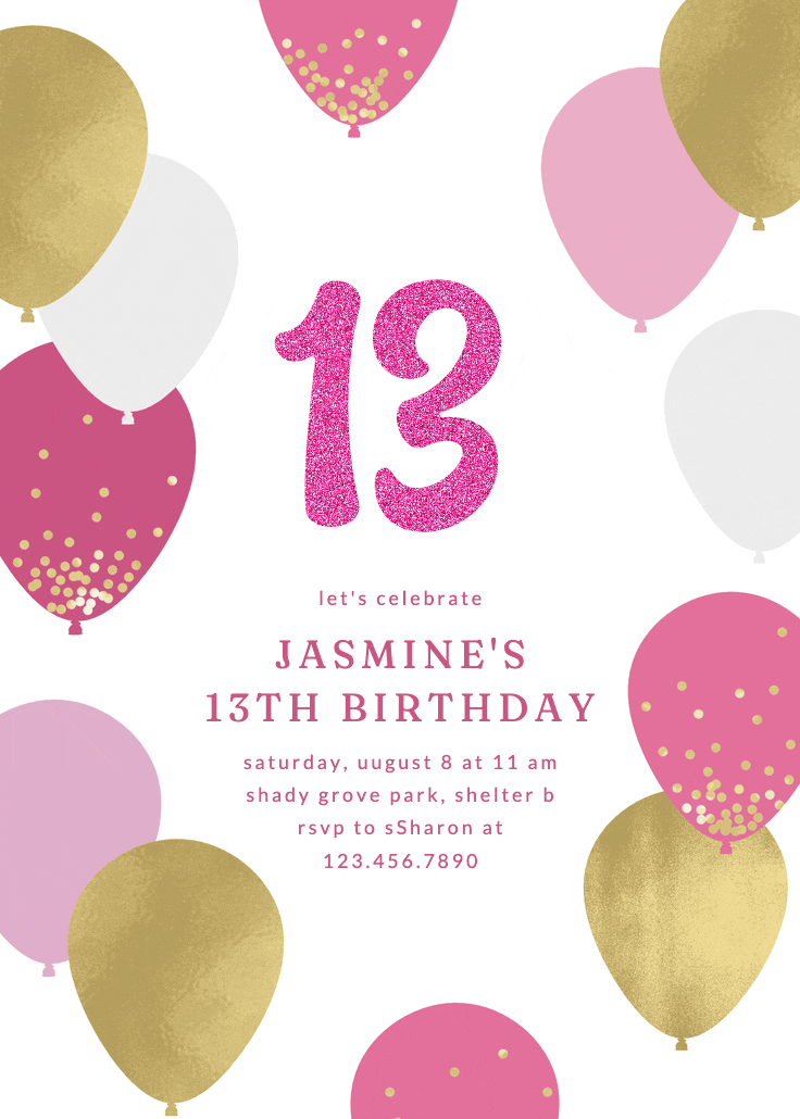 Luxe balloons - birthday invitation