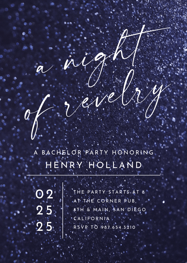 Night of revelry - bachelor party invitation