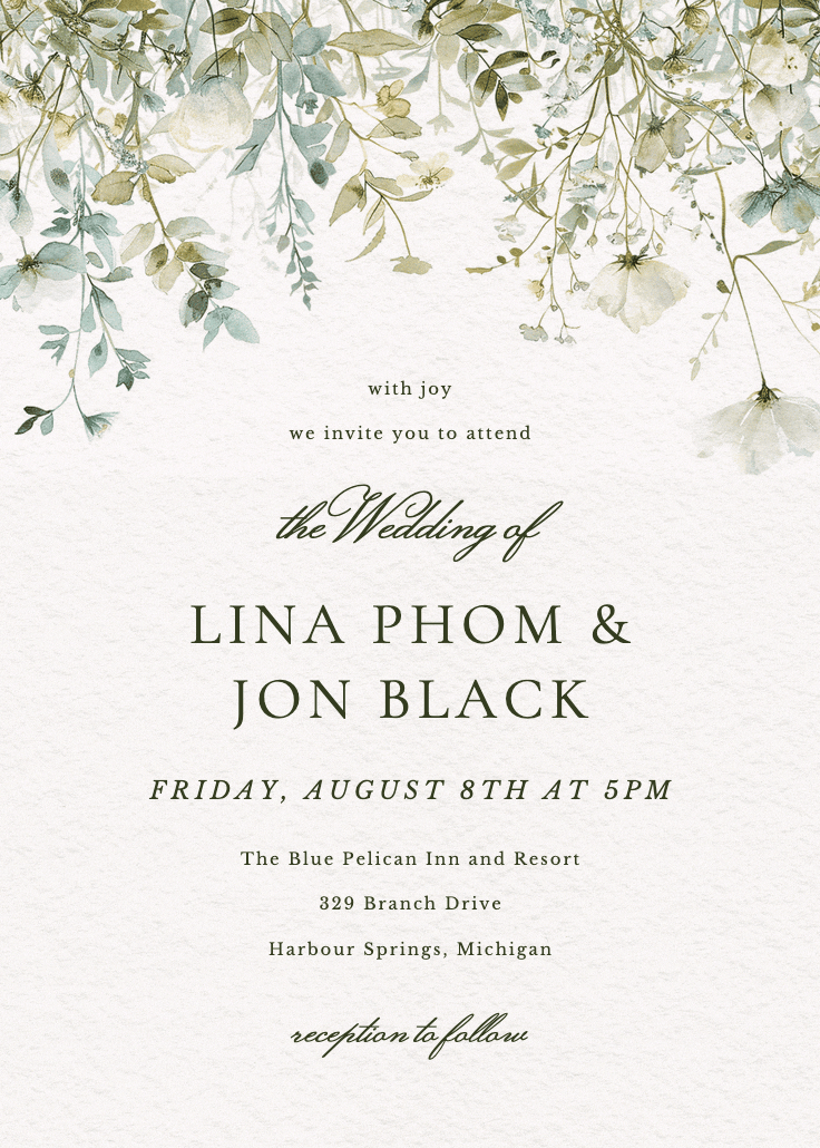 Sage leaves - wedding invitation
