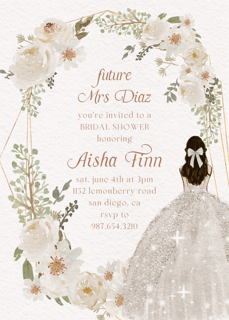 Sparkling gown - bridal shower invitation