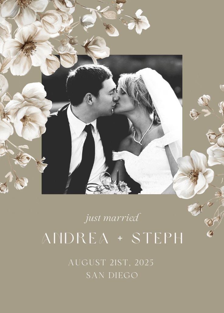 White and gold - wedding announcement