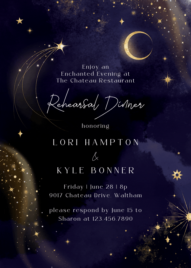 Written in the stars - rehearsal dinner party invitation