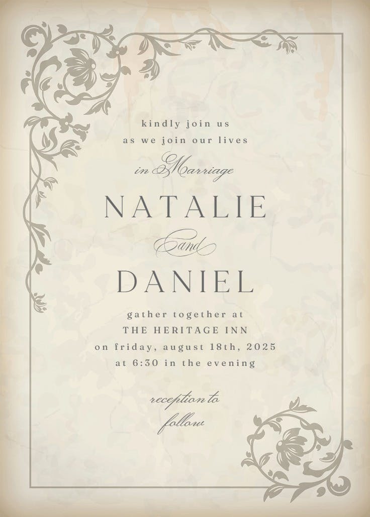 Ancient decorations - wedding invitation