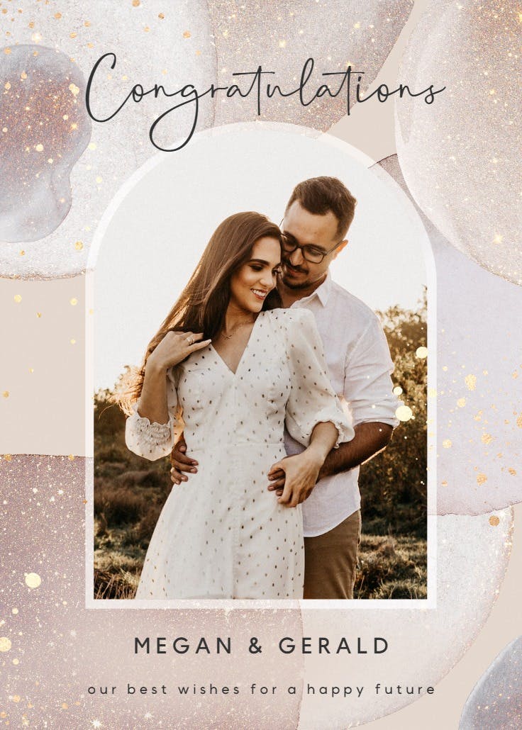 Artsy abstract with glitters - wedding congratulations card