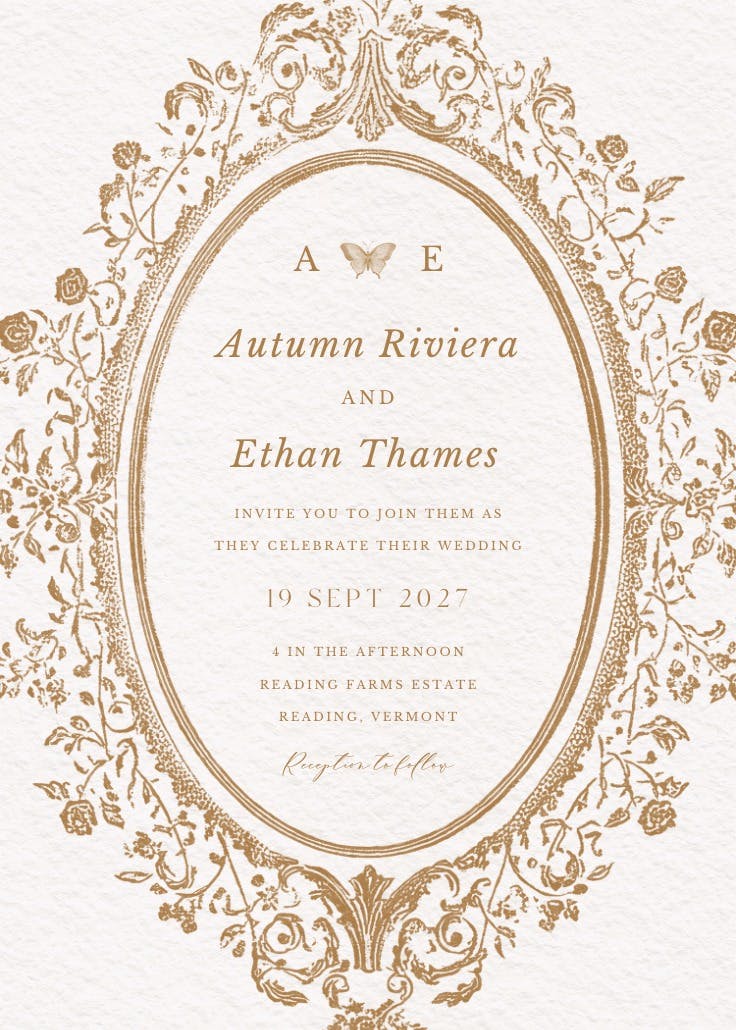 Baroque blooms - wedding invitation
