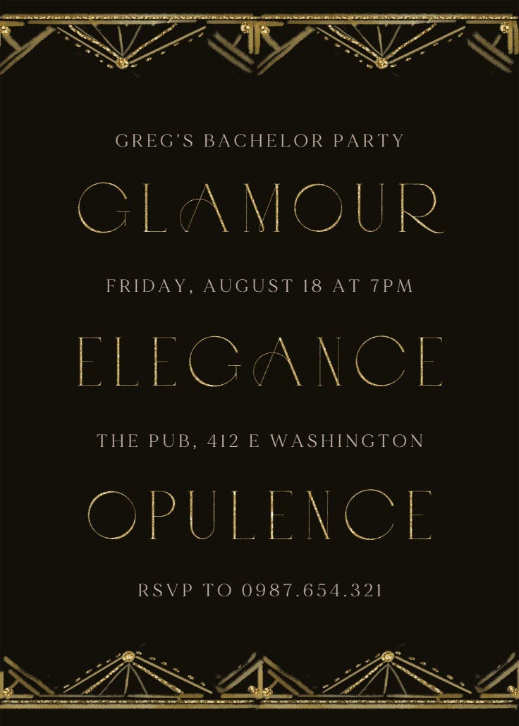 Big opulence text - bachelor party invitation