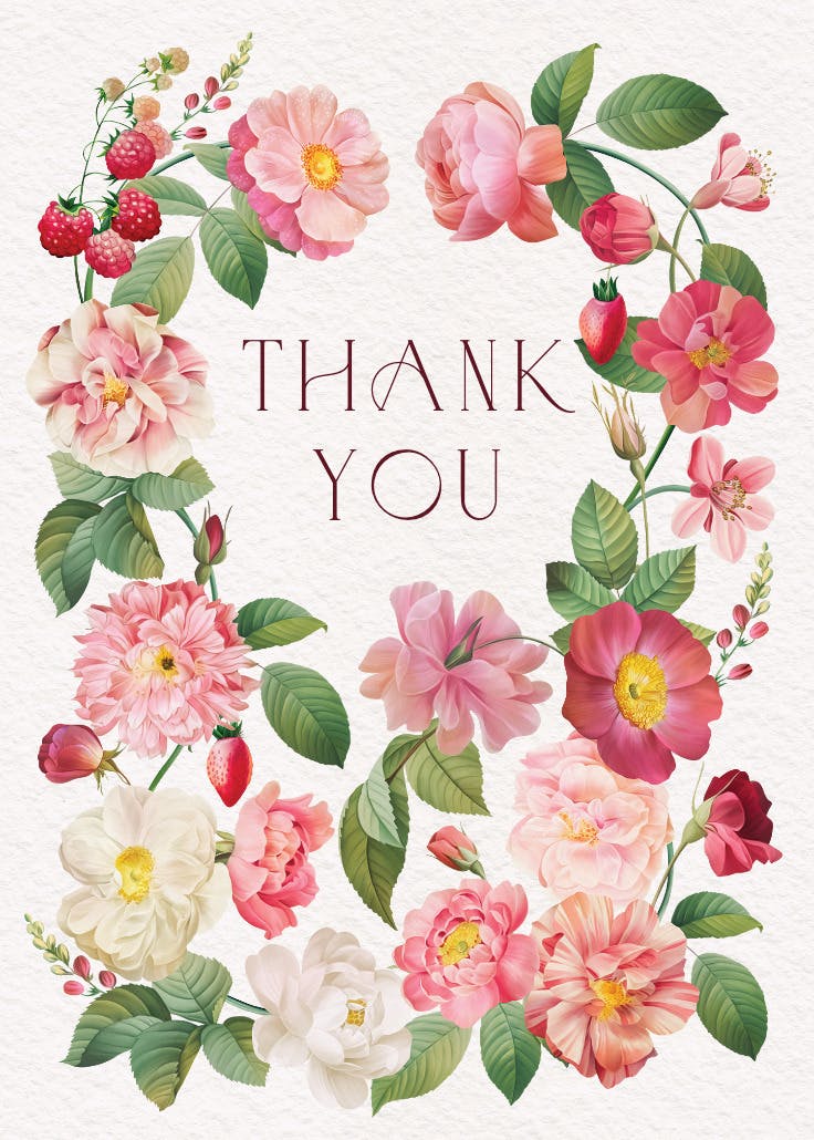 Blooming garden - wedding thank you card