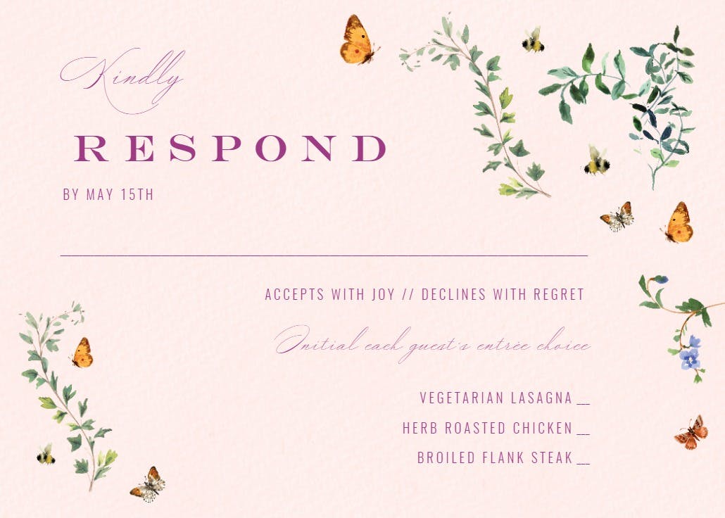 Blooming wedding - rsvp card