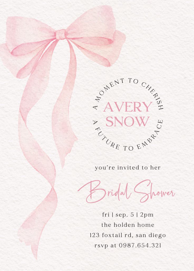 Boldest bow - bridal shower invitation
