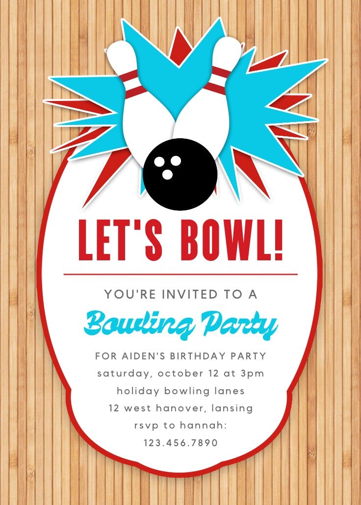 Bowling party - birthday invitation
