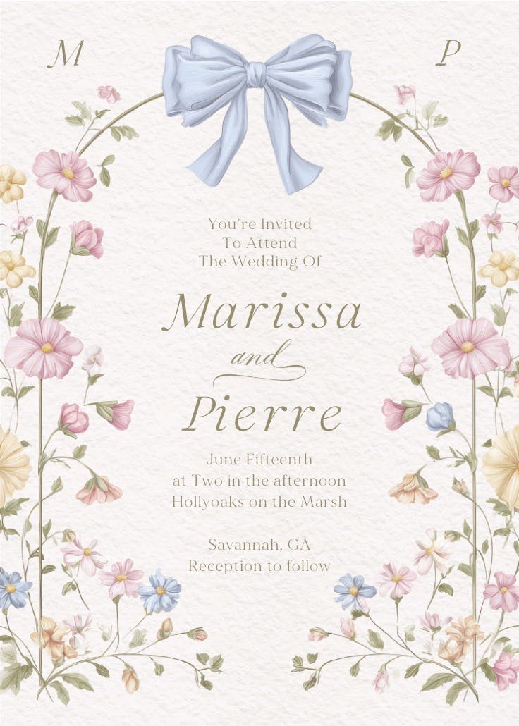 Bows & buds - wedding invitation