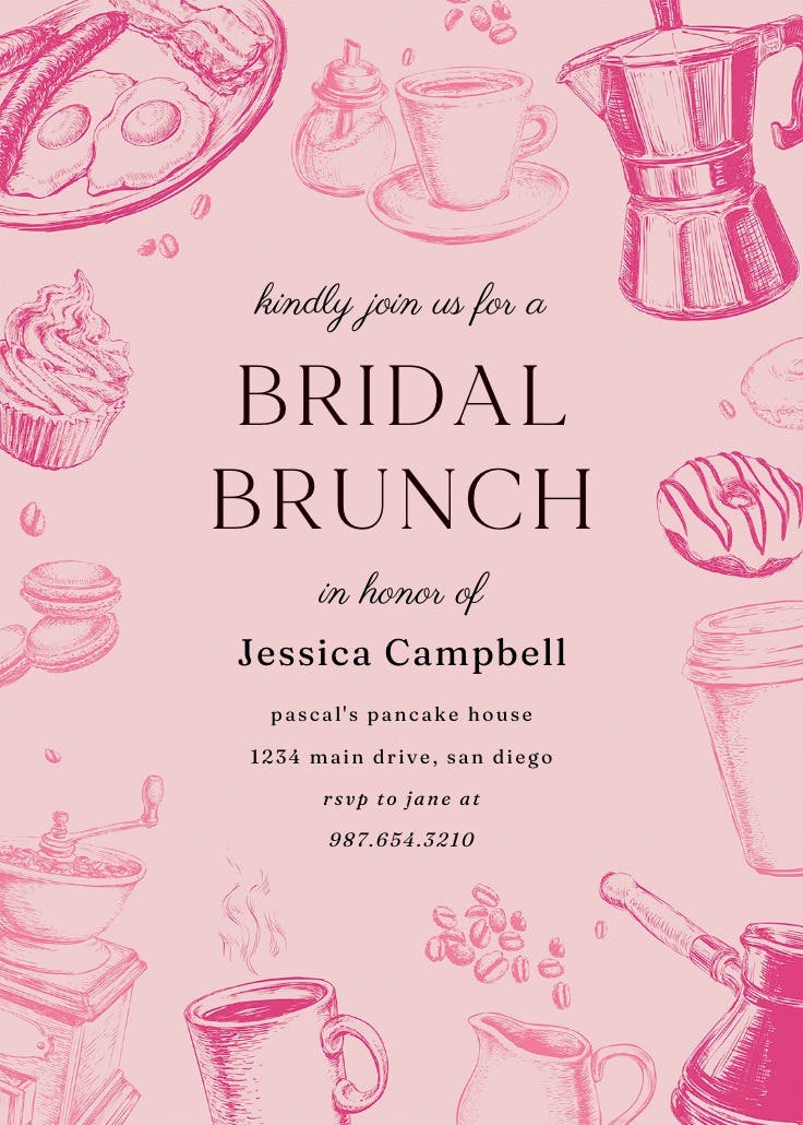 Coffee & cakes - bridal shower invitation