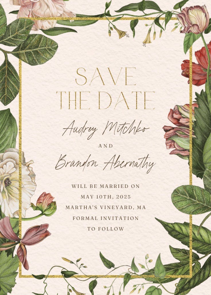Decorative botanicals - save the date card