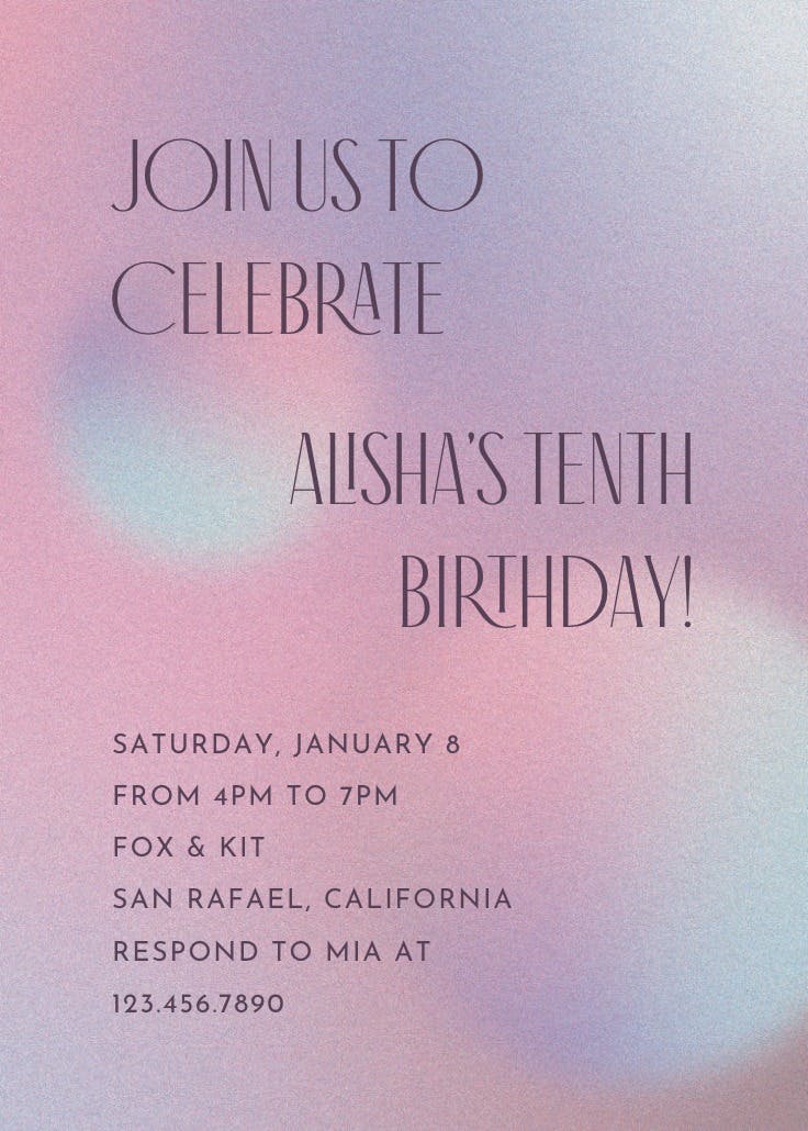 Dreamlike gradient - birthday invitation