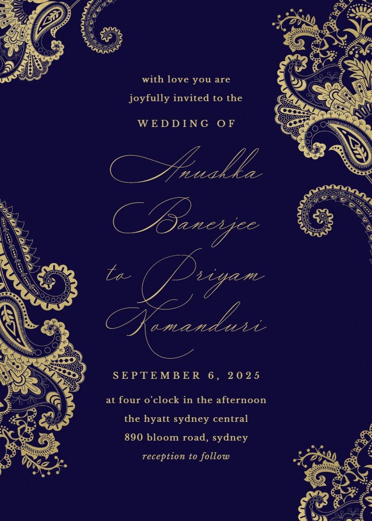 Elegant henna - wedding invitation