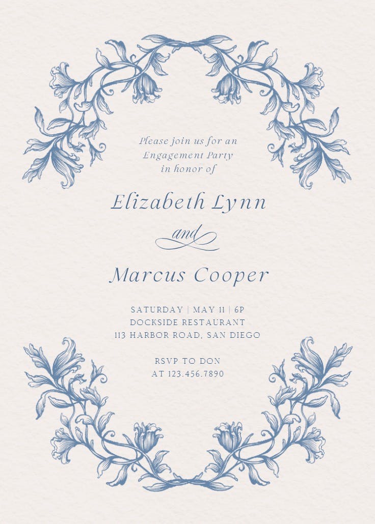 Etched frame - engagement party invitation