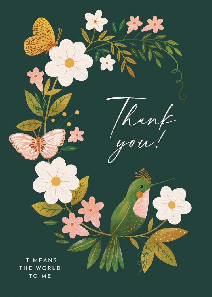 Flora & fauna - wedding thank you card