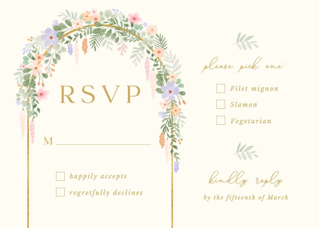 Floral arch - rsvp card