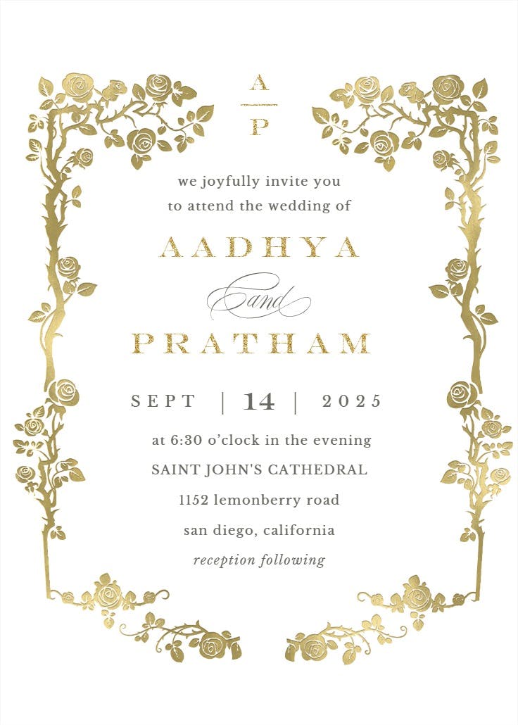 Floral frame - wedding invitation