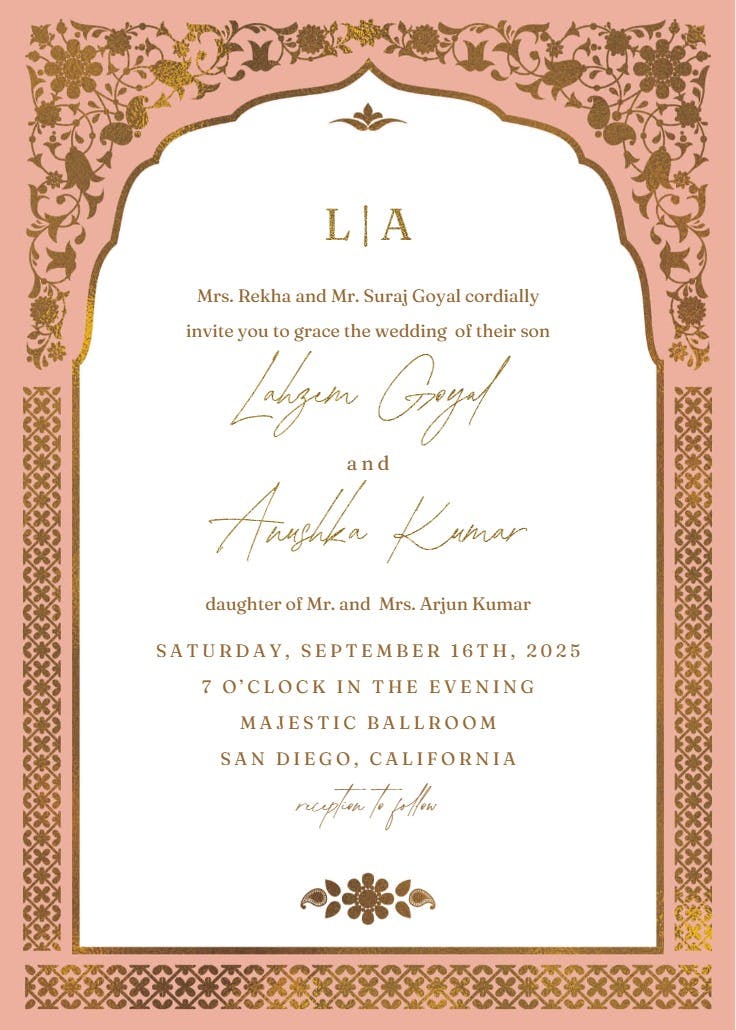 Floral gate - wedding invitation