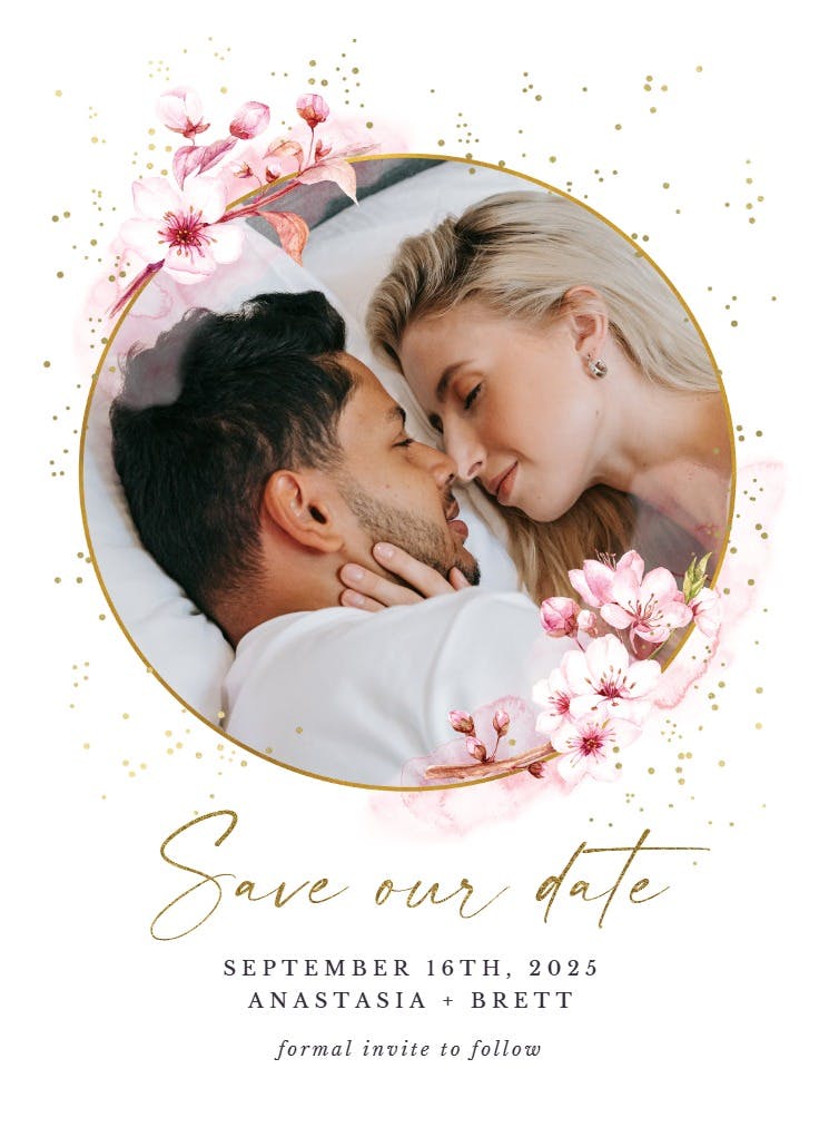 Floral sakura - save the date card