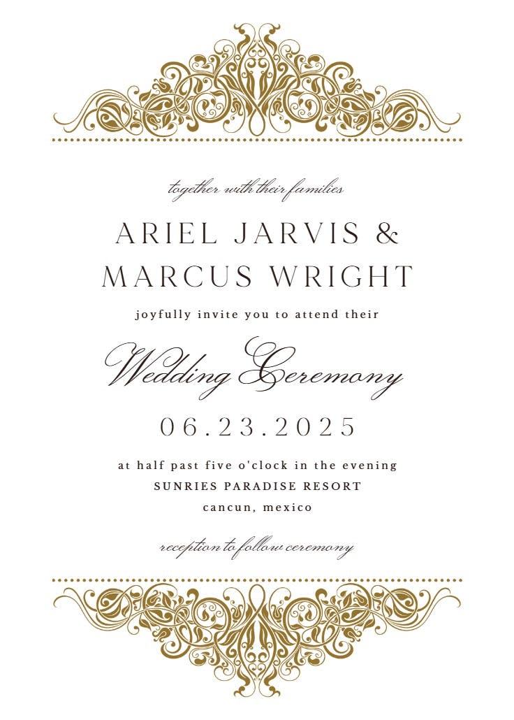 Formal ornate - wedding invitation