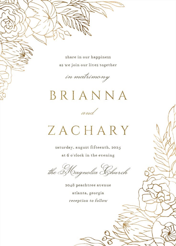 Gilded lines - wedding invitation