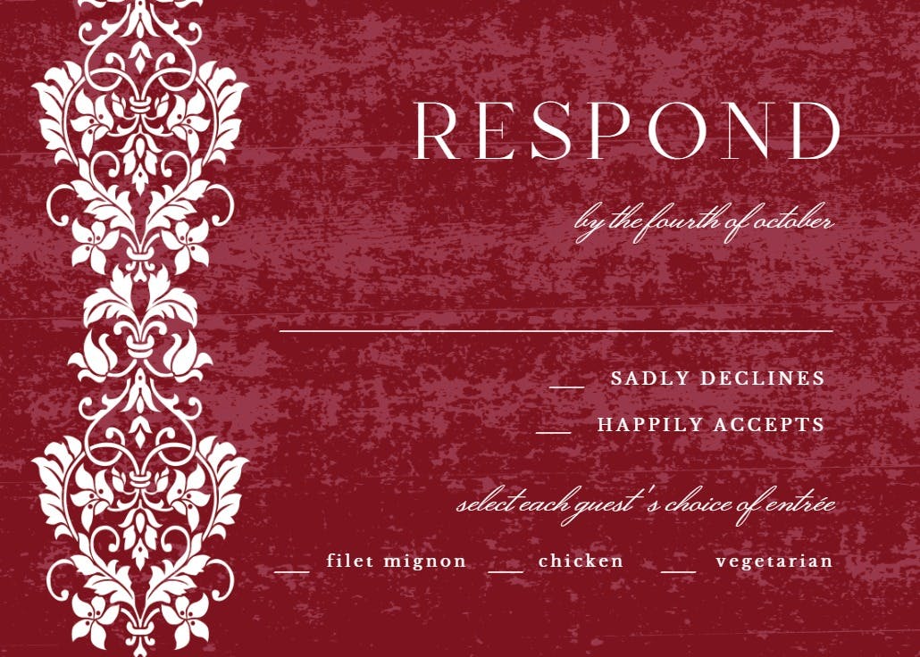 Glamor lace - rsvp card