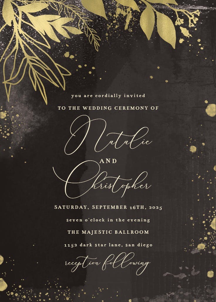 Glided greenery - wedding invitation