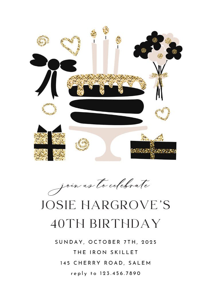 Glitter & glam - birthday invitation