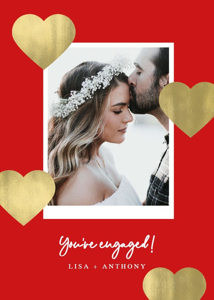 Glitter hearts - engagement congratulations card