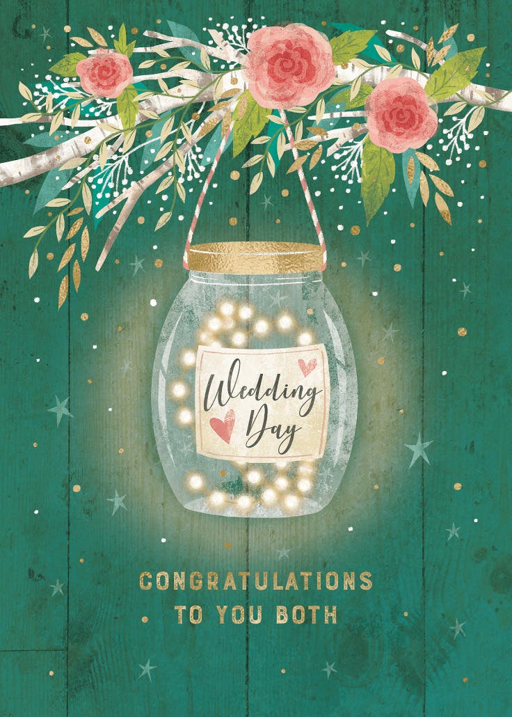 Glowing jar - wedding congratulations card