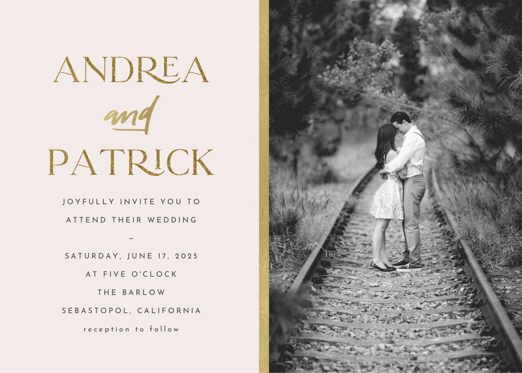 Golden line - wedding invitation