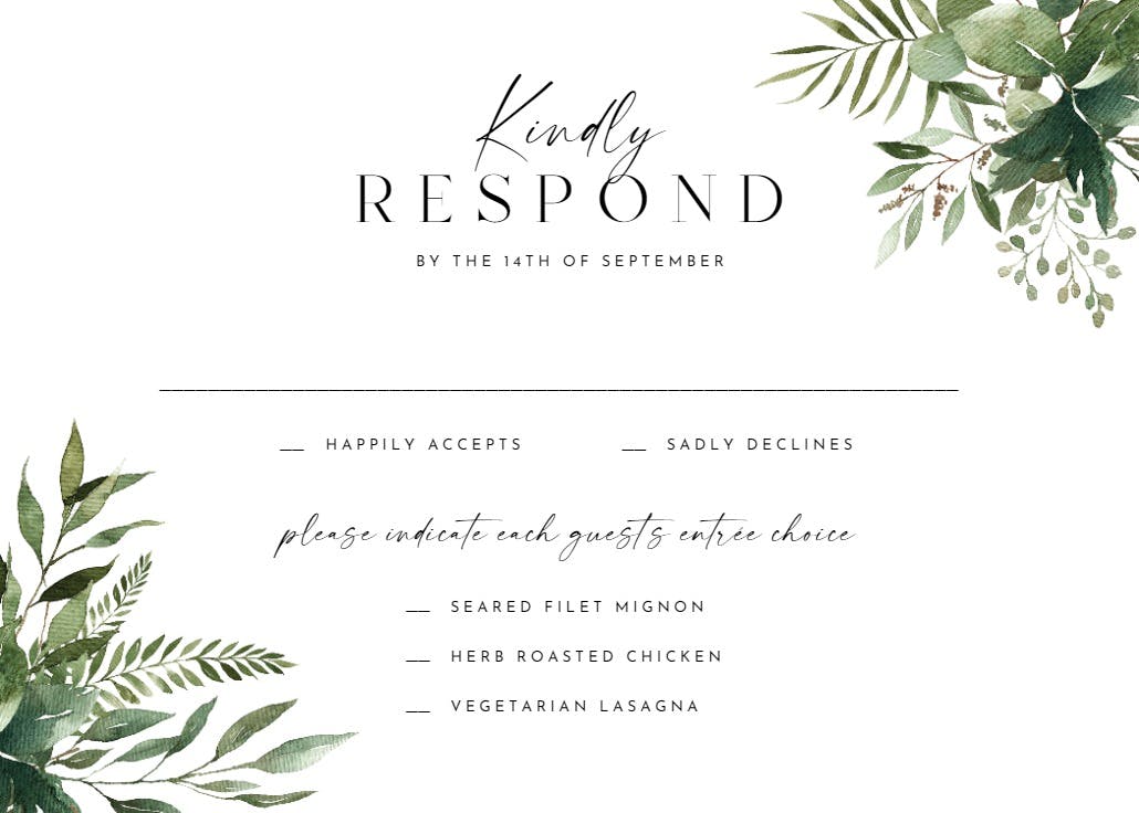 Greenery border - rsvp card