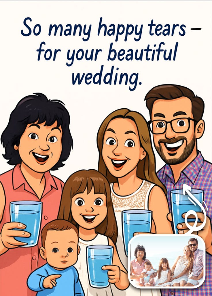 Happy tears - wedding congratulations card