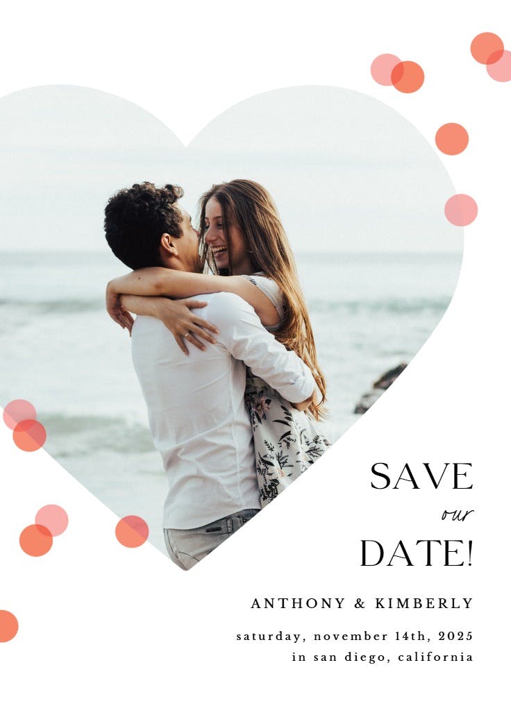 Heart & polka dots - save the date card