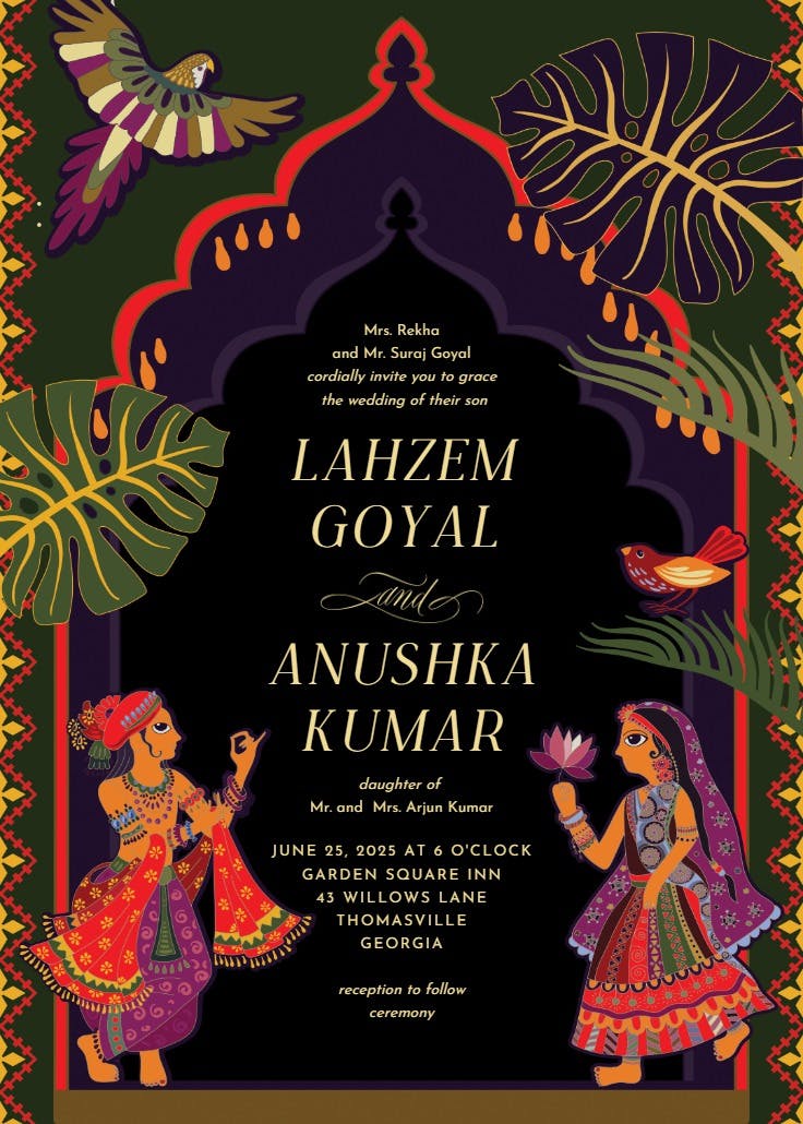 Indian lovers - wedding invitation