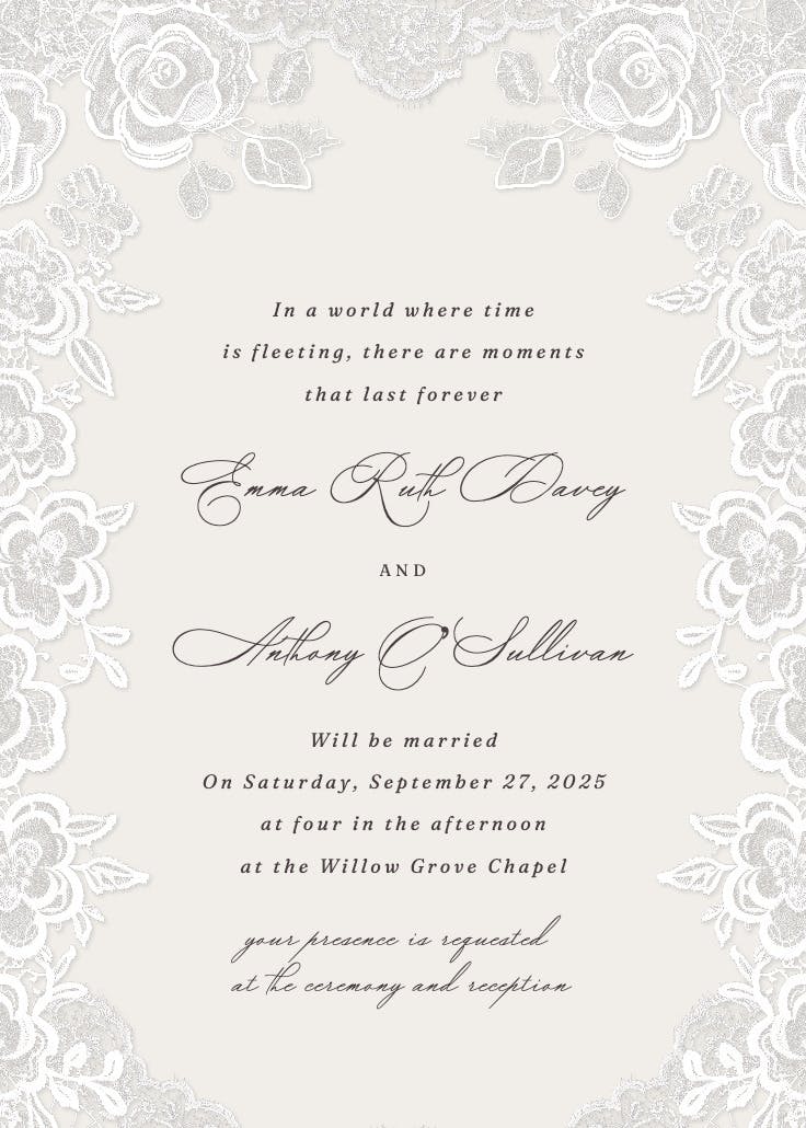 Lovely in lace - wedding invitation