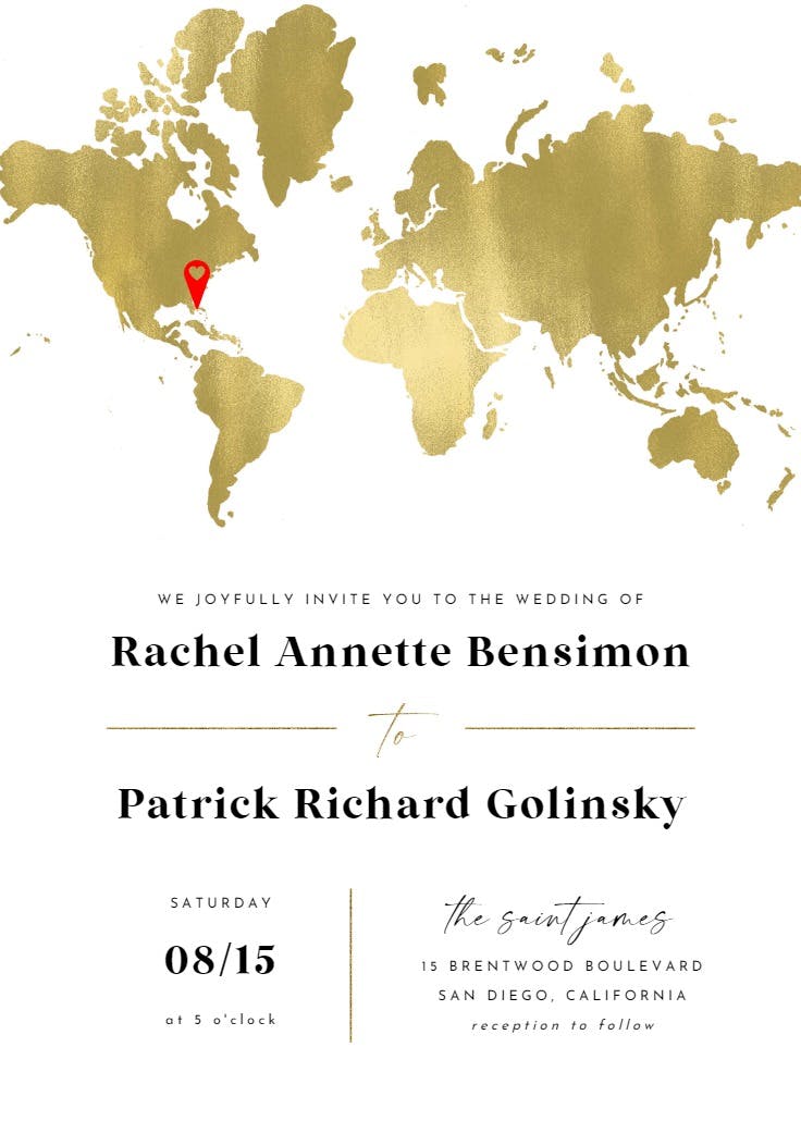 Map of love - wedding invitation