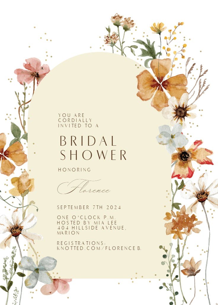 Meadow arch - bridal shower invitation