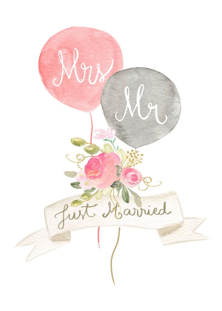 Newlywed balloons - wedding congratulations card