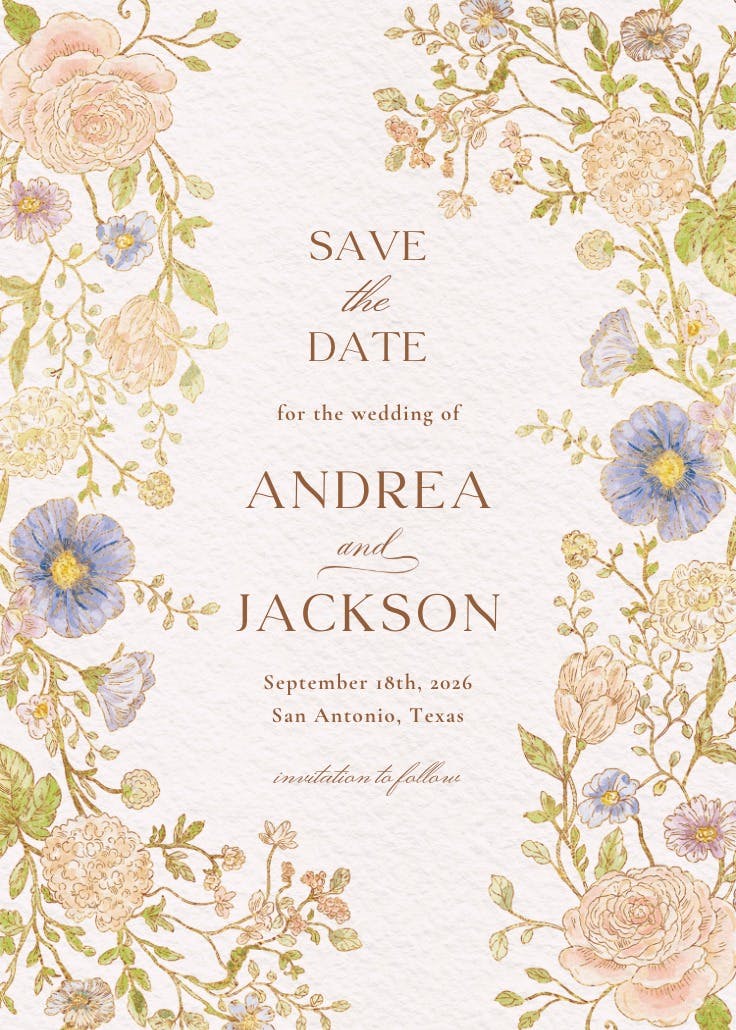 Nouveau florals - save the date card