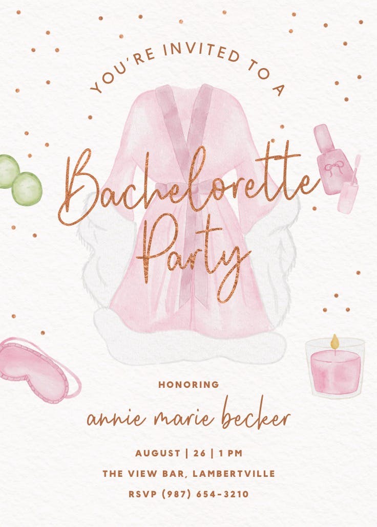 Pastel spa - bachelorette party invitation