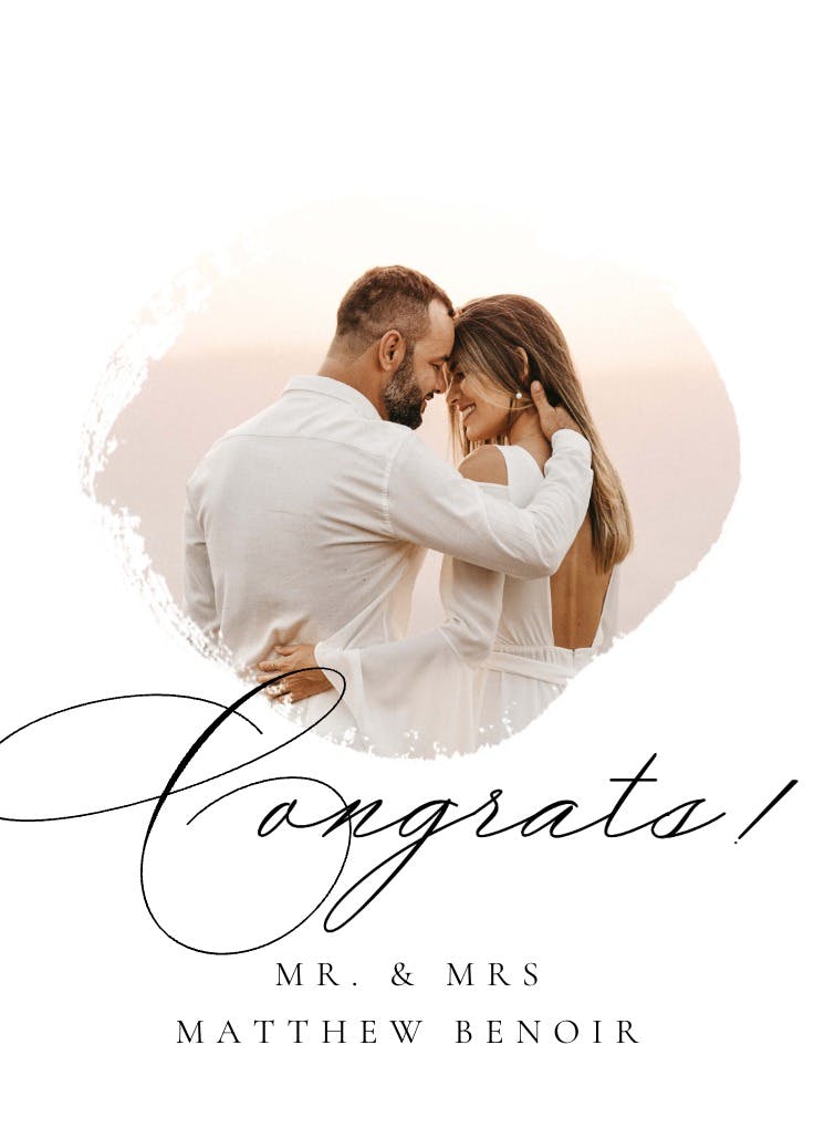 Photo brush stroke - wedding congratulations card
